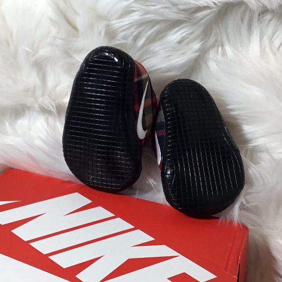 BABY NIKE RED BLACK CHECK PLAID TENNIS SHOES CRIB - Picture 7 of 7